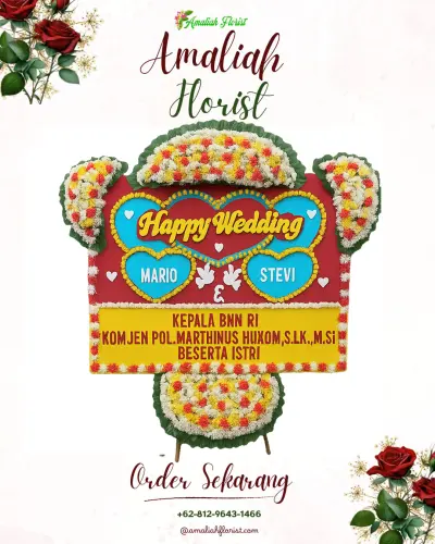 Karangan Papan Bunga Pernikahan di Benjor